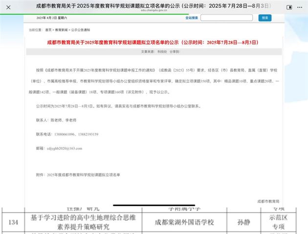 棠外高中地理组申报的专项课题成功立项