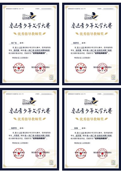 优秀指导老师证书