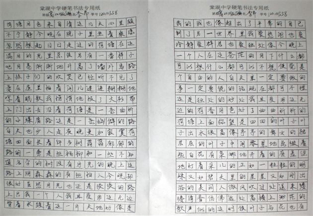 2007年高2010级硬笔书法比赛