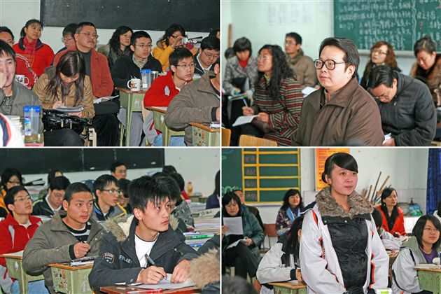 学生积极思考、答问·教师认真听课、评课